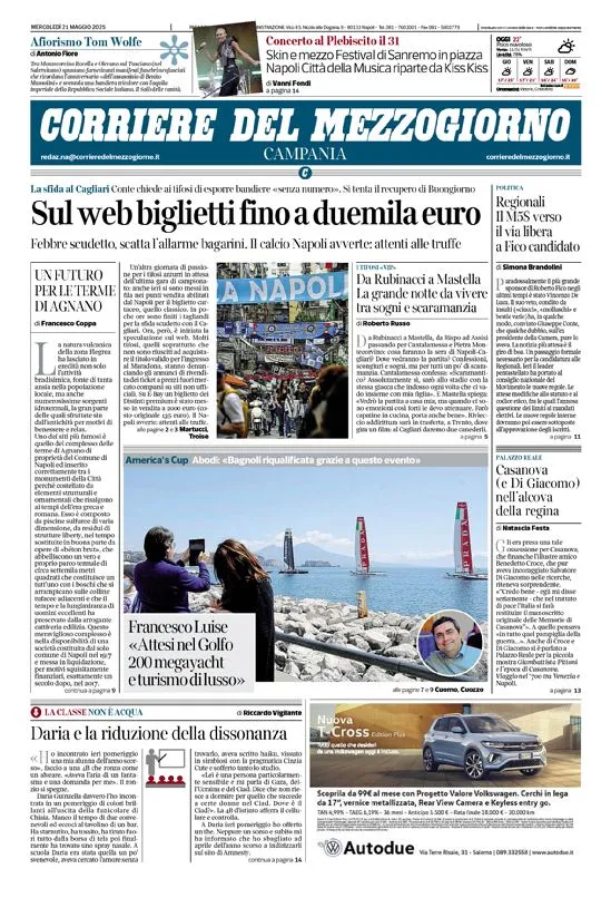 Prima-pagina-corriere del mezzogiorno-del-2025-05-21